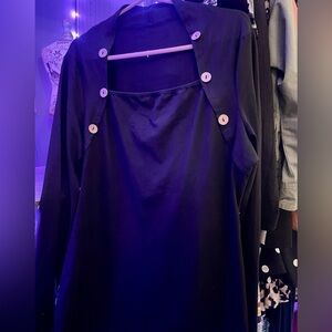Black long sleeve knit top with button detail. Size XXL.